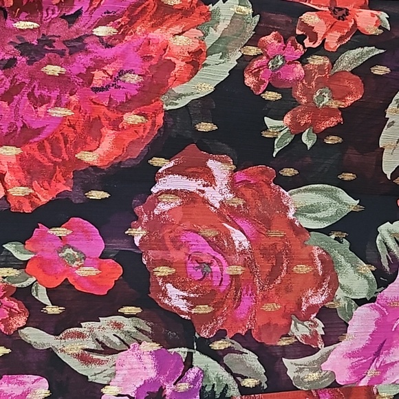 Sheer highlow dress top, roses and gold spots - Picture 5 of 5